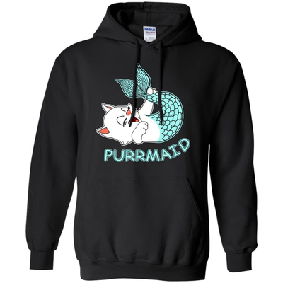 Funny Purrmaid Cat Mermaid-T-Shirt & Hoodie-Pullover Hoodie-Black