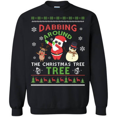 Dabbing Around The Christmas Tree Ugly Sweater-T-Shirt & Hoodie-Crewneck Sweatshirt-Black
