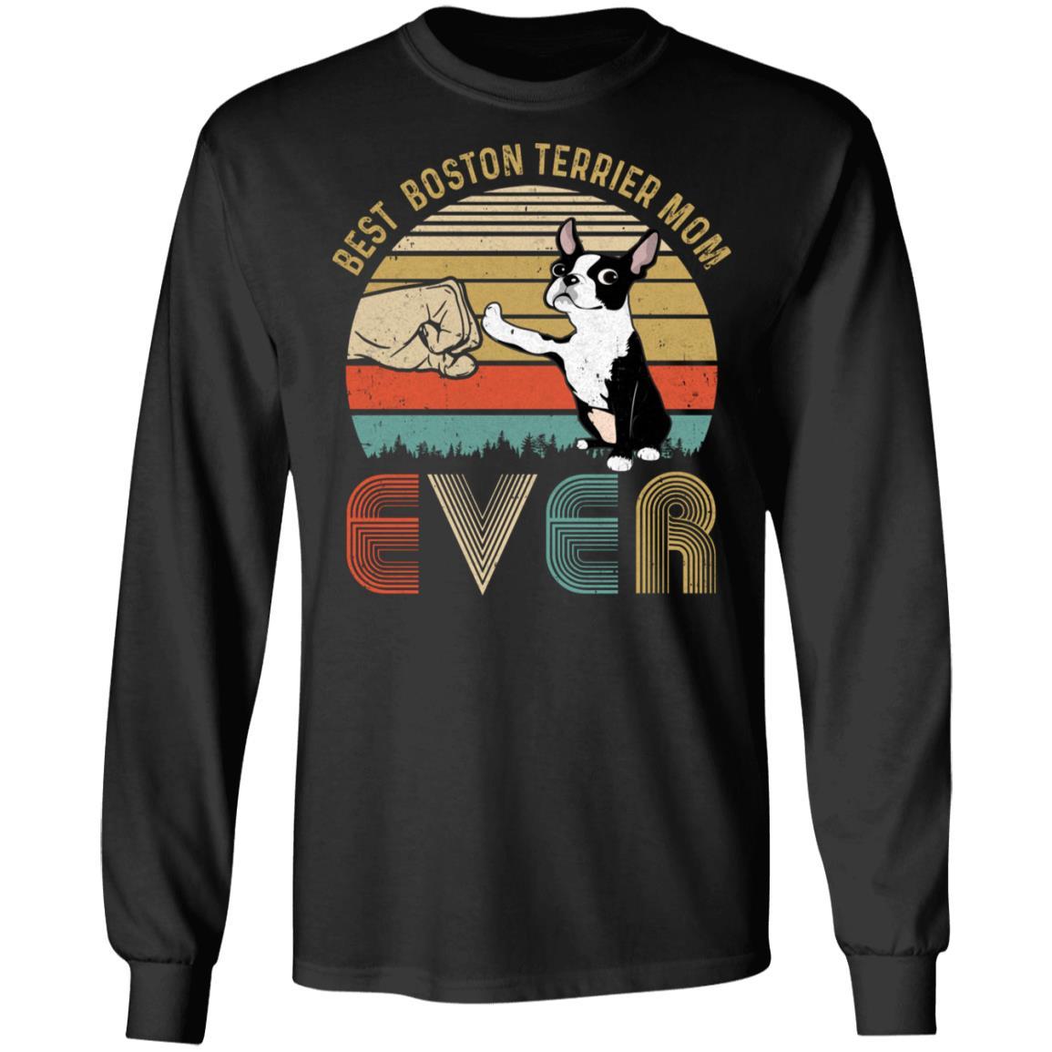 Vintage Best Boston Mom Ever Bump Fit Funny Mom Gifts-T-Shirt & Hoodie-Long Sleeve T-Shirt-Black