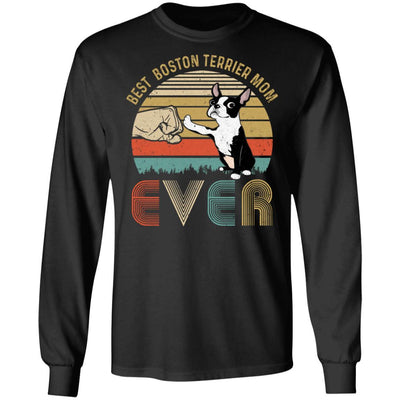 Vintage Best Boston Mom Ever Bump Fit Funny Mom Gifts-T-Shirt & Hoodie-Long Sleeve T-Shirt-Black