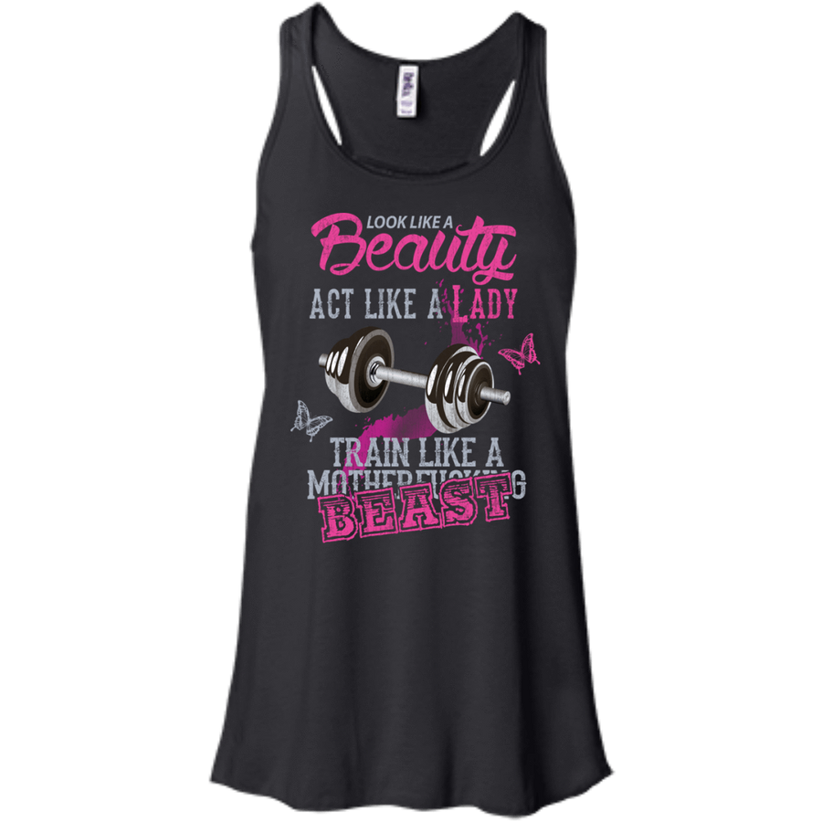 Look like a beautiful act like a lady-T-Shirt & Hoodie-Women's Flowy Racerback Tank-Black