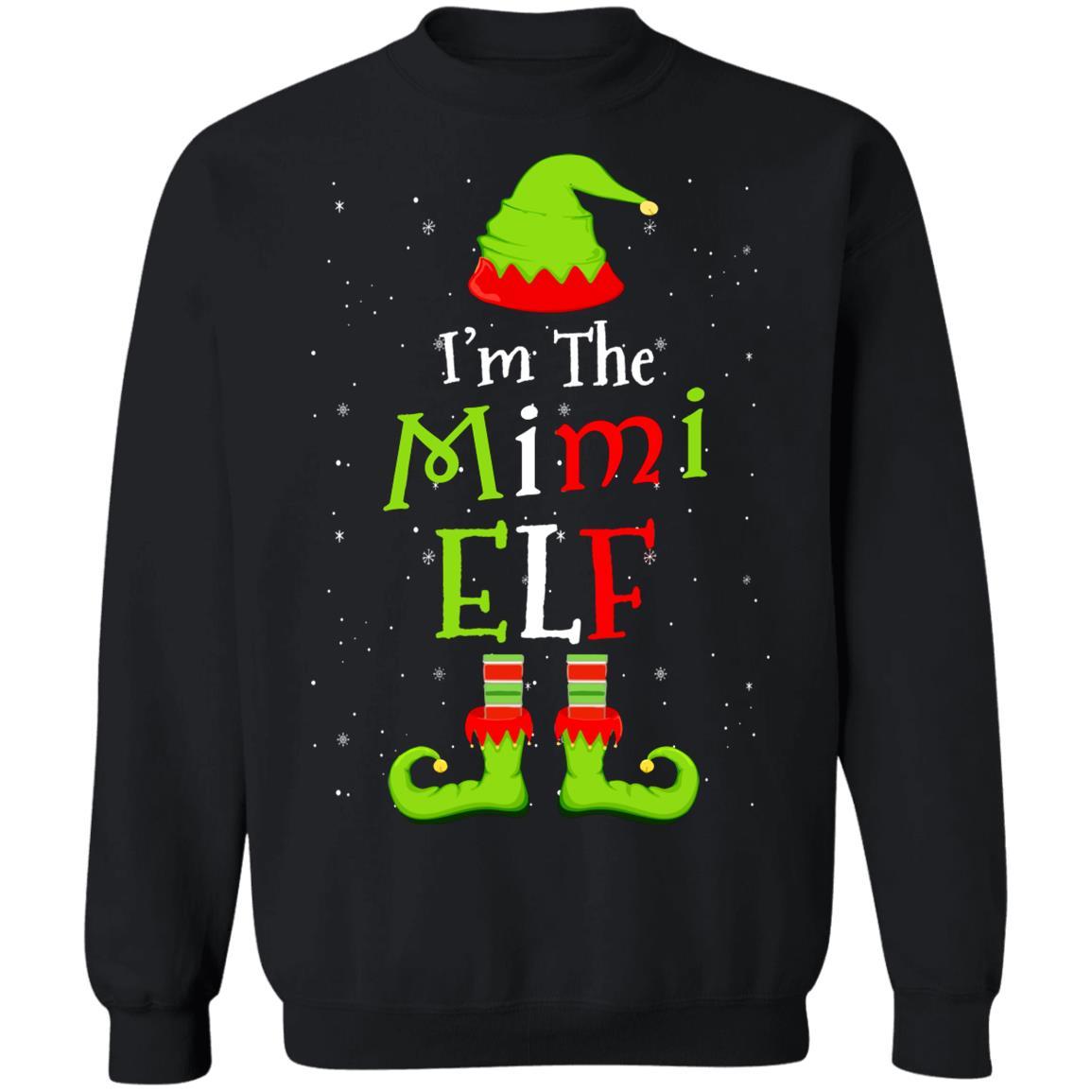 I'm The Mimi Elf Family Matching Funny Christmas Group Gift-T-Shirt & Sweatshirt-Crewneck Sweatshirt-Black