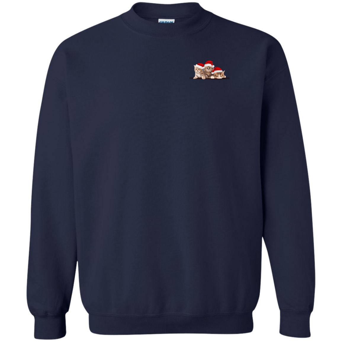 Kitten In A Pocket Cute Cat Christmas-T-Shirt & Hoodie-Crewneck Sweatshirt-Navy