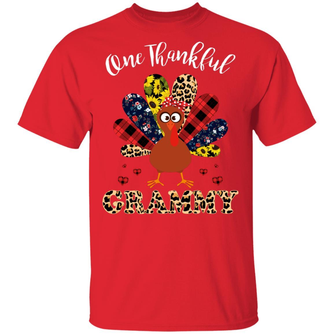 One Thankful Grammy Leopard Turkey Thanksgiving Gift-T-Shirt & Sweatshirt-Classic T-Shirt-Red