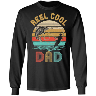 Vintage Reel Cool Bonus Dad Fish Fishing Father's Day Gift-T-Shirt & Hoodie-Long Sleeve T-Shirt-Black