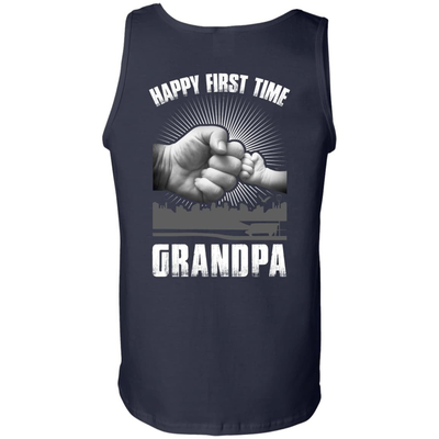 HAPPY FIRST TIME Grandpa-T-Shirt & Hoodie-Unisex Tank-Navy