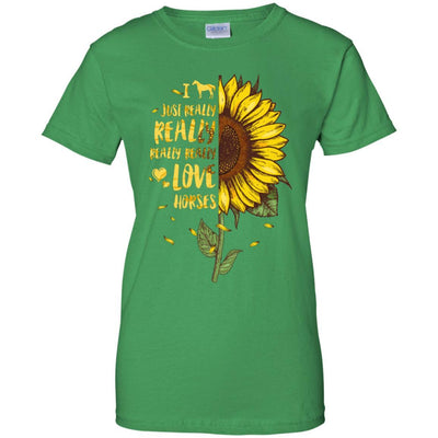 I Just Really Really Love Horses Sunflower-T-Shirt & Tank Top-Women's T-Shirt-Irish Green