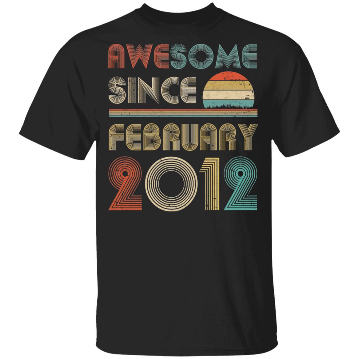 Awesome Since February 2012 Vintage 9th Birthday Gifts Youth-Youth Shirt-Youth T-Shirt-Black