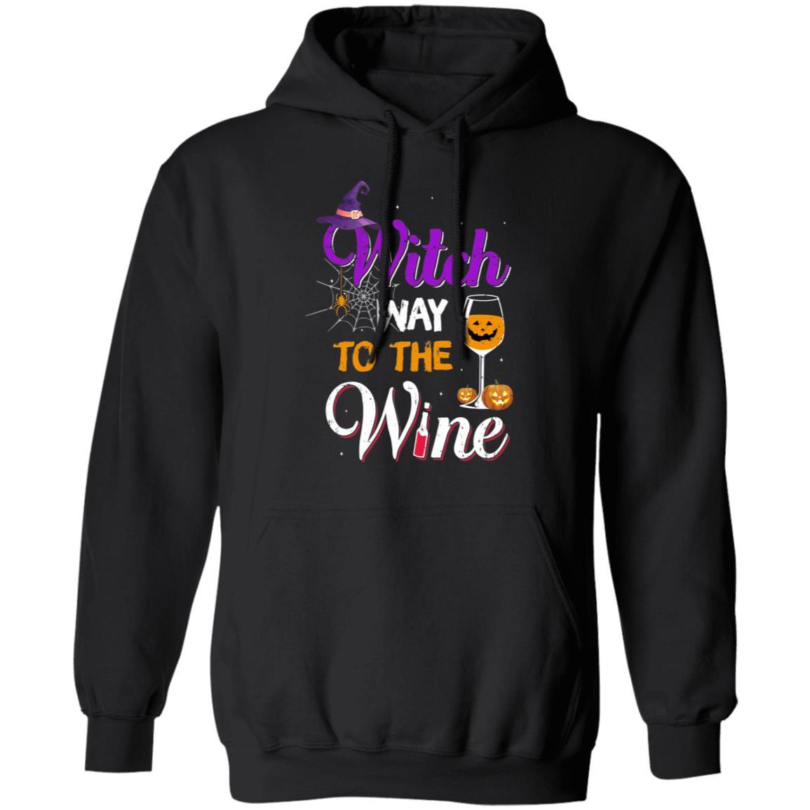 Witch Way To The Wine Funny Wine Halloween Gifts-T-Shirt & Tank Top-Pullover Hoodie-Black