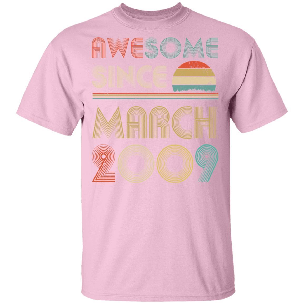 Awesome Since March 2009 Vintage 12th Birthday Gifts Youth-Youth Shirt-Youth T-Shirt-Light Pink