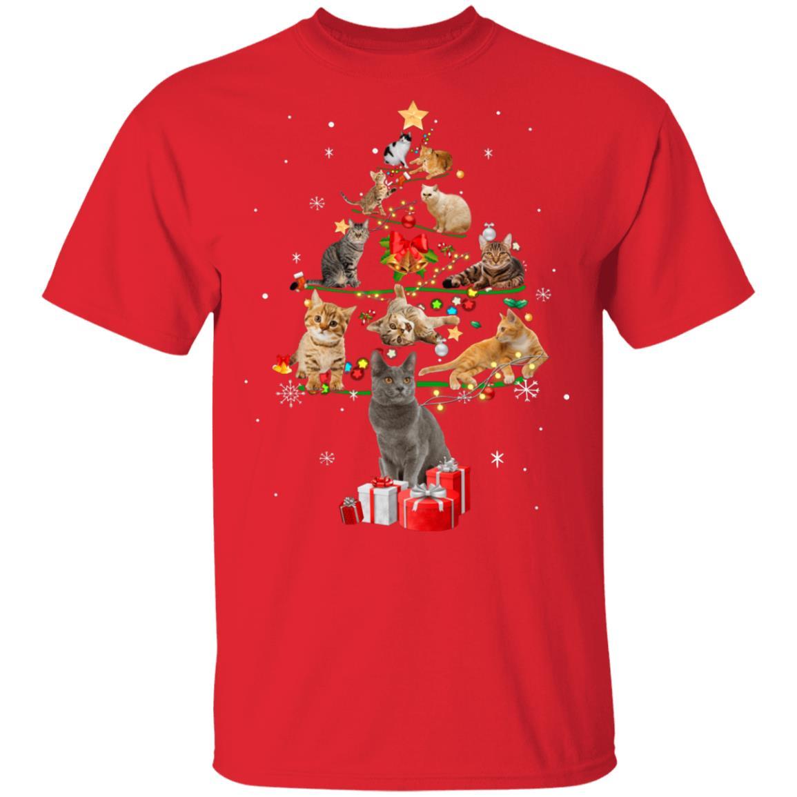 Funny Cats Christmas Tree Ornament Decor Gift-T-Shirt & Sweatshirt-Classic T-Shirt-Red