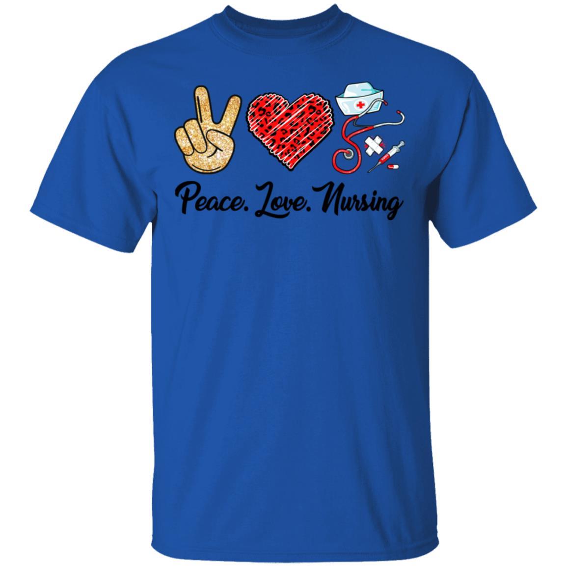 Peace Love Nursing RN Love Nurse Gifts-T-Shirt & Tank Top-Classic T-Shirt-Royal