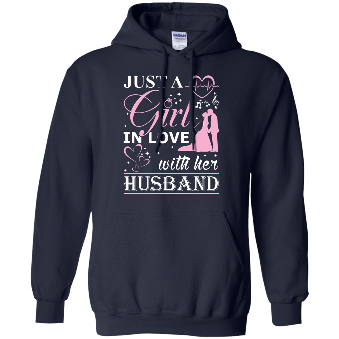Just A Girl In Love With Her Husband-T-Shirt & Hoodie-Pullover Hoodie-Navy