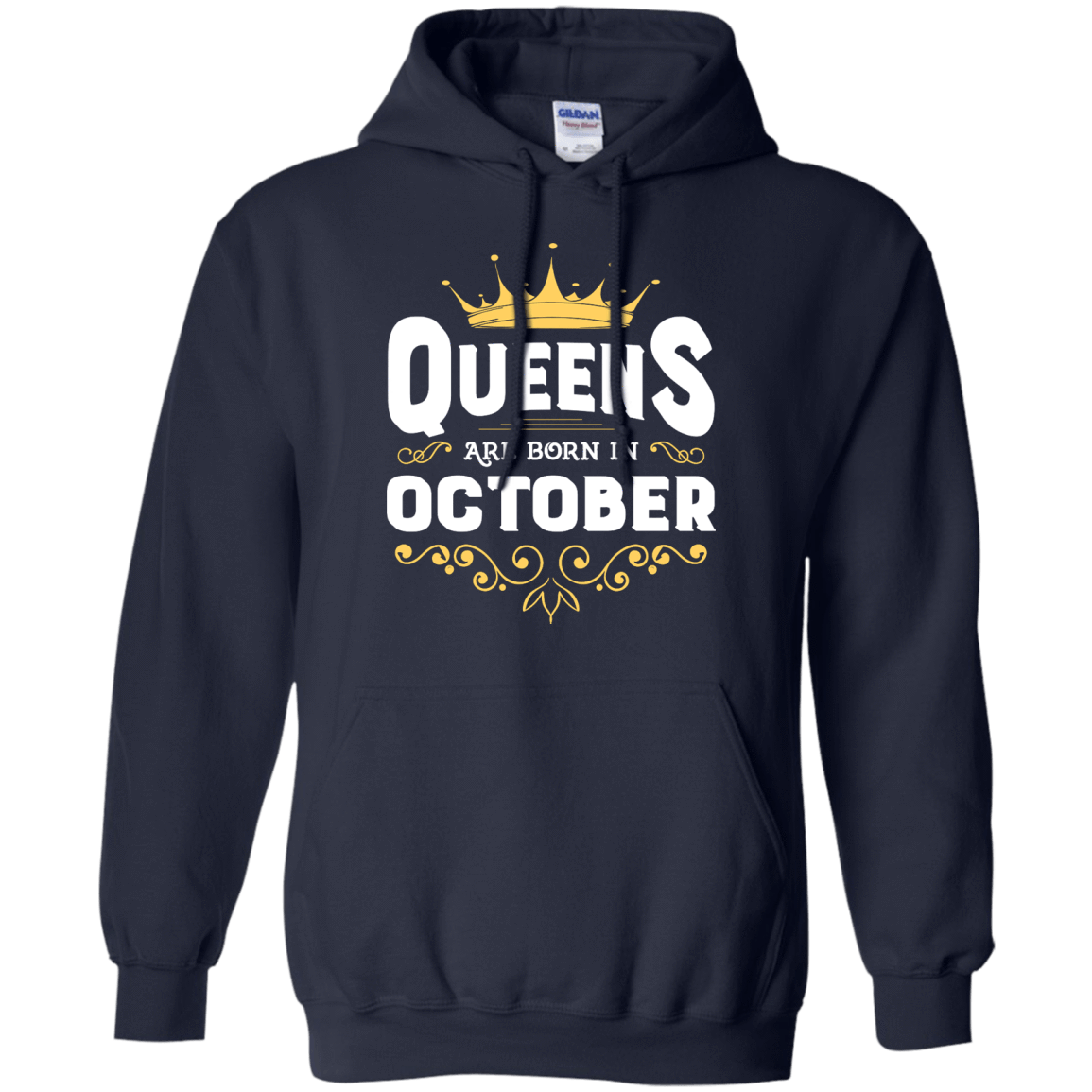 Queens Are Born In October-T-Shirt & Hoodie-Pullover Hoodie-Navy