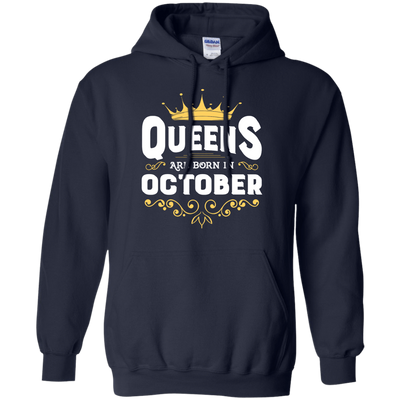 Queens Are Born In October-T-Shirt & Hoodie-Pullover Hoodie-Navy