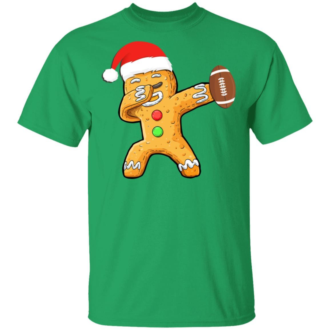 Dabbing Gingerbread Santa Football Christmas Pajama Gifts-T-Shirt & Sweatshirt-Classic T-Shirt-Irish Green