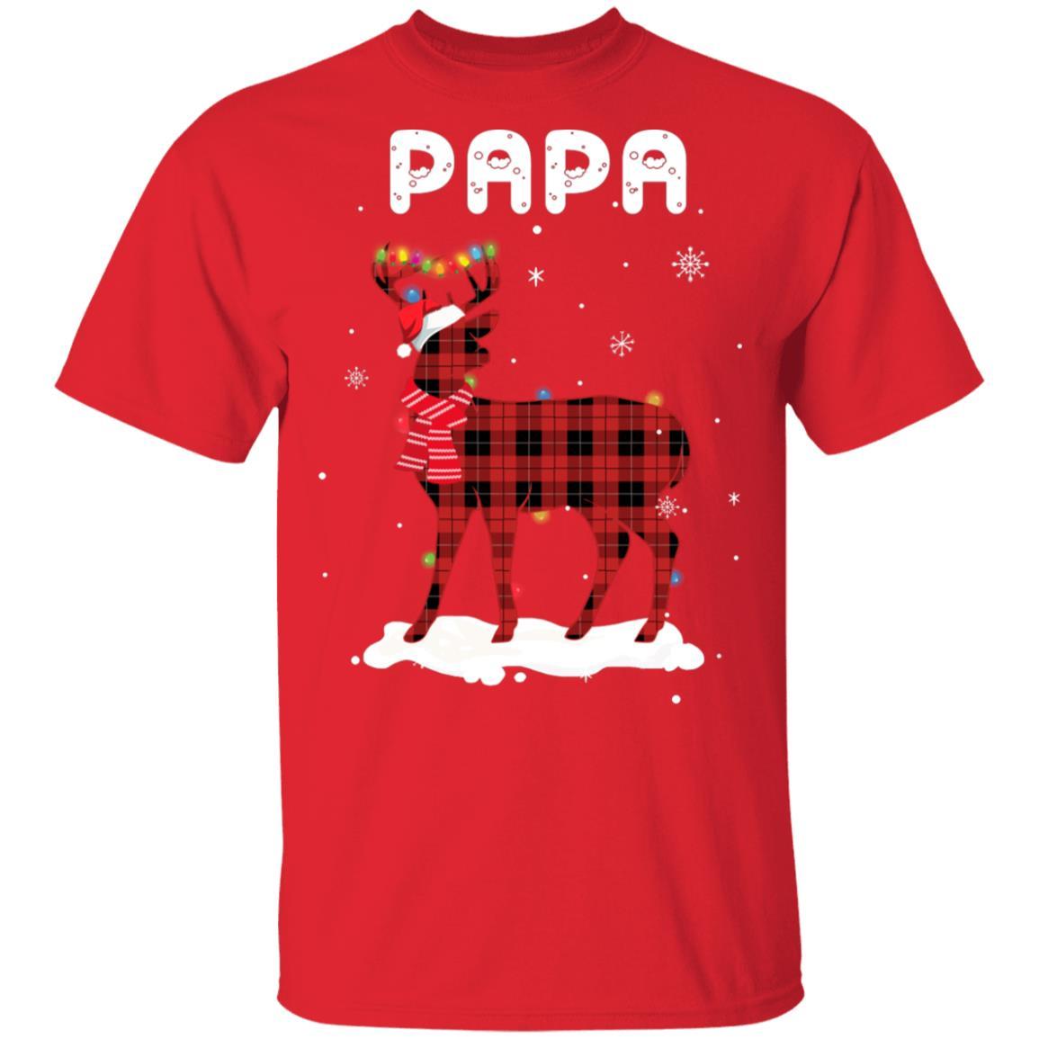 Papa Deer Red Plaid Christmas Family Matching Pajamas-T-Shirt & Sweatshirt-Classic T-Shirt-Red