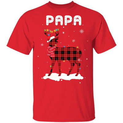 Papa Deer Red Plaid Christmas Family Matching Pajamas-T-Shirt & Sweatshirt-Classic T-Shirt-Red
