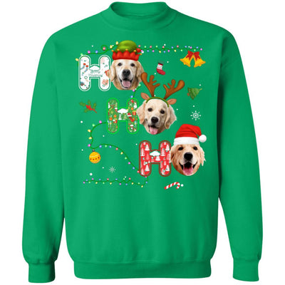 Christmas Ho Ho Ho Golden Retriever Lover Funny Xmas Gift-T-Shirt & Sweatshirt-Crewneck Sweatshirt-Irish Green