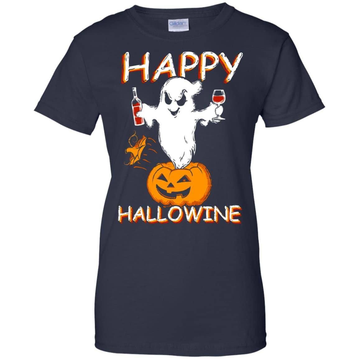 Happy Hallowine - Halloween Wine-T-Shirt & Hoodie-Women's T-Shirt-Navy