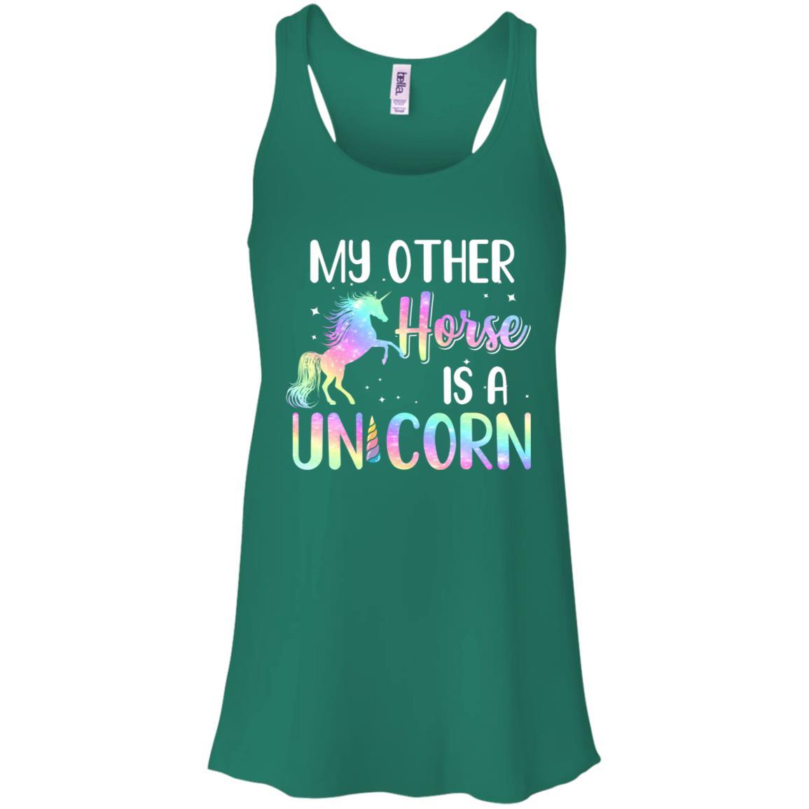 My Other Horse Is A Unicorn Lovers-T-Shirt & Tank Top-Women's Flowy Racerback Tank-Kelly Green
