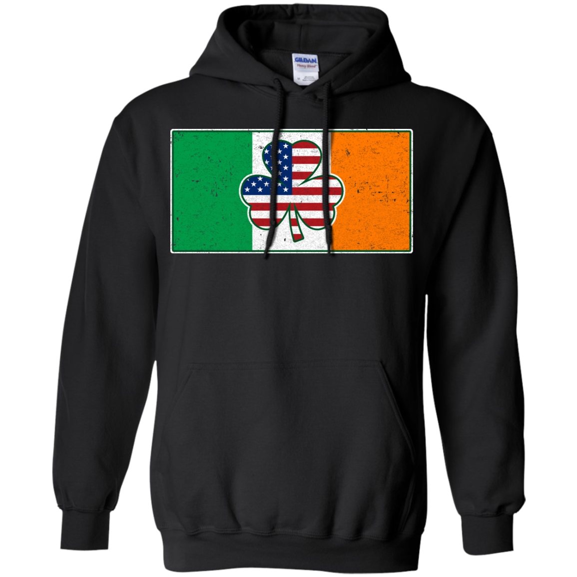 Shamrock Irish Ireland USA American Flag Gift-T-Shirt & Hoodie-Pullover Hoodie-Black