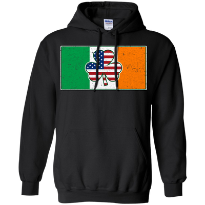Shamrock Irish Ireland USA American Flag Gift-T-Shirt & Hoodie-Pullover Hoodie-Black