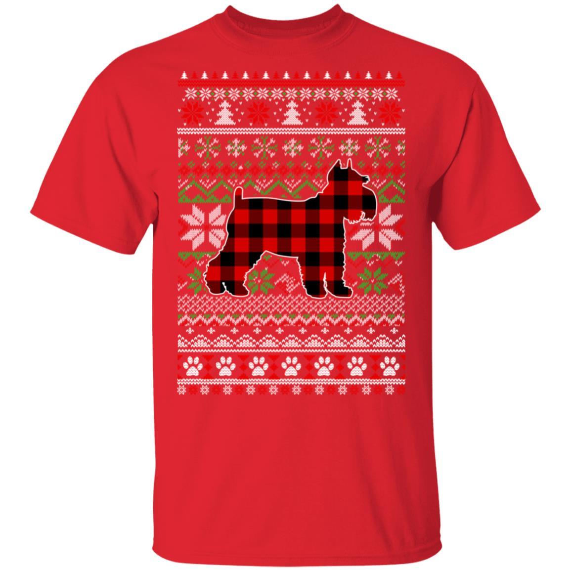 Schnauzer Red Plaid Ugly Christmas Sweater Gifts-T-Shirt & Sweatshirt-Classic T-Shirt-Red