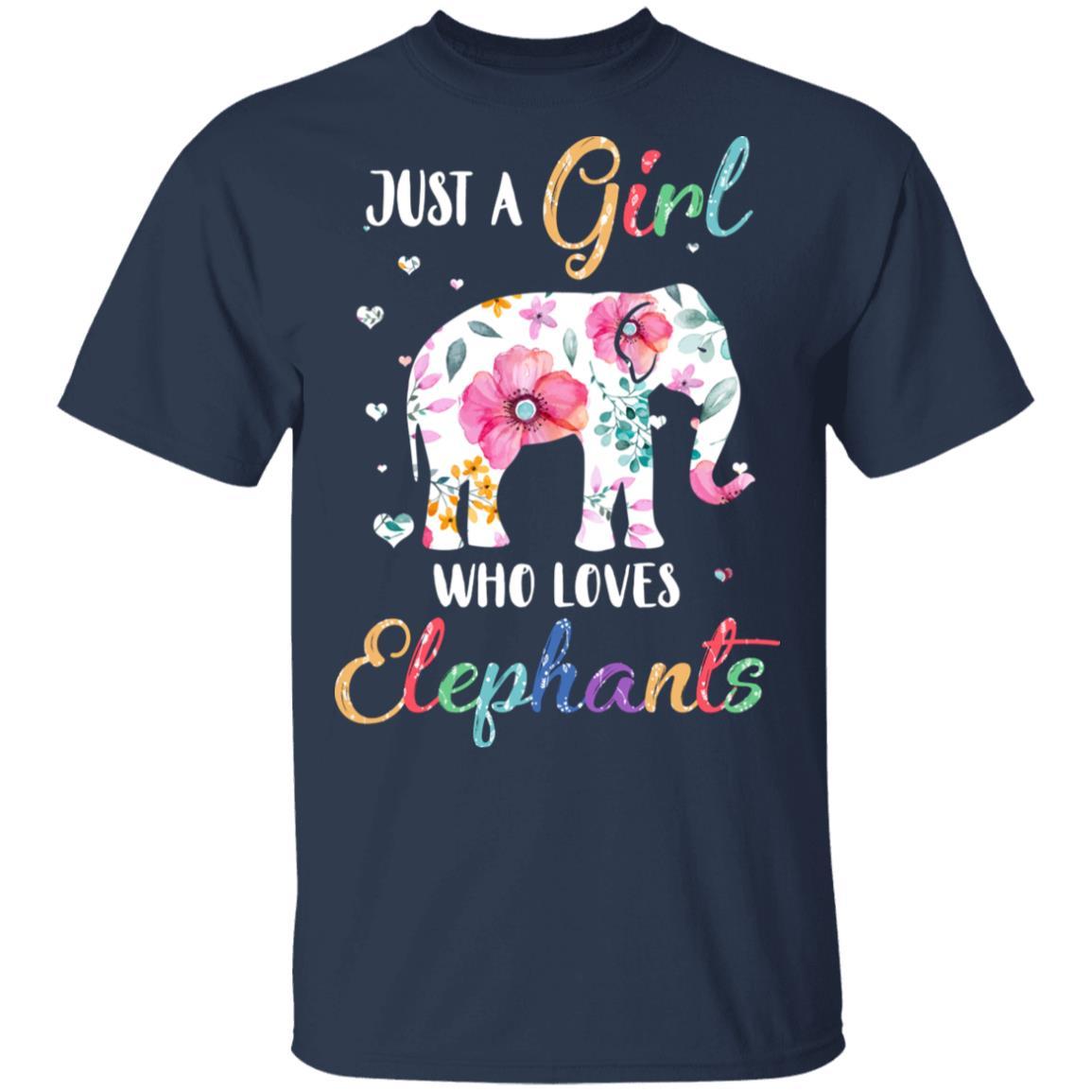 Just A Girl Who Loves Elephants Cute Elephant Lover-T-Shirt & Hoodie-Classic T-Shirt-Navy