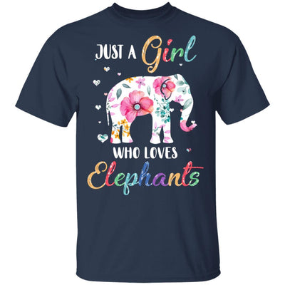 Just A Girl Who Loves Elephants Cute Elephant Lover-T-Shirt & Hoodie-Classic T-Shirt-Navy