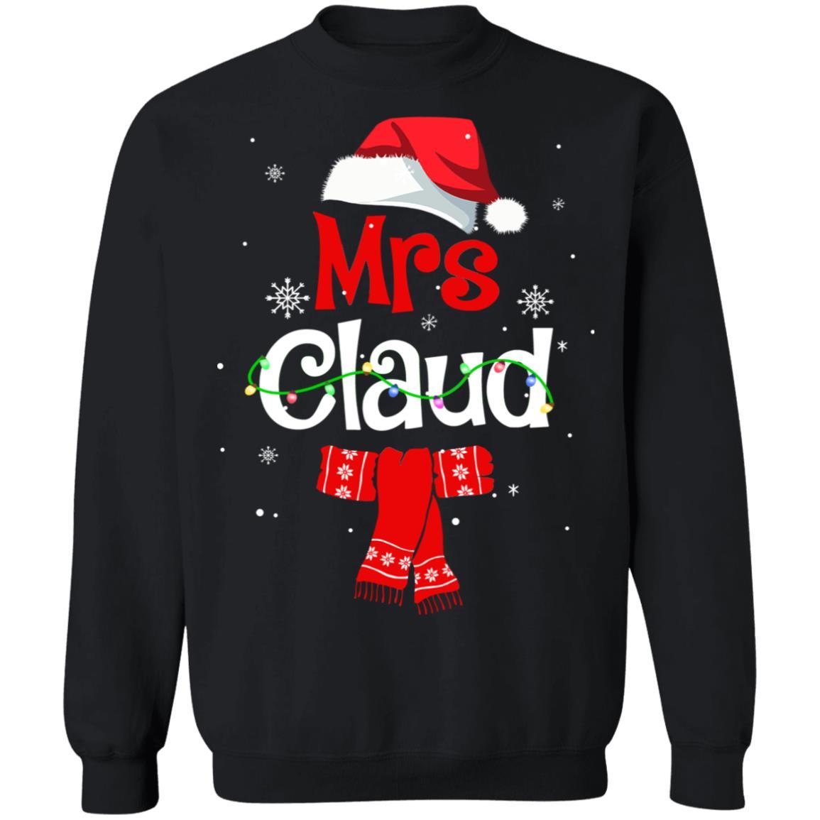 Mrs Claus Daddy Claus Mama Claus Family Pajamas Christmas-T-Shirt & Sweatshirt-Crewneck Sweatshirt-Black