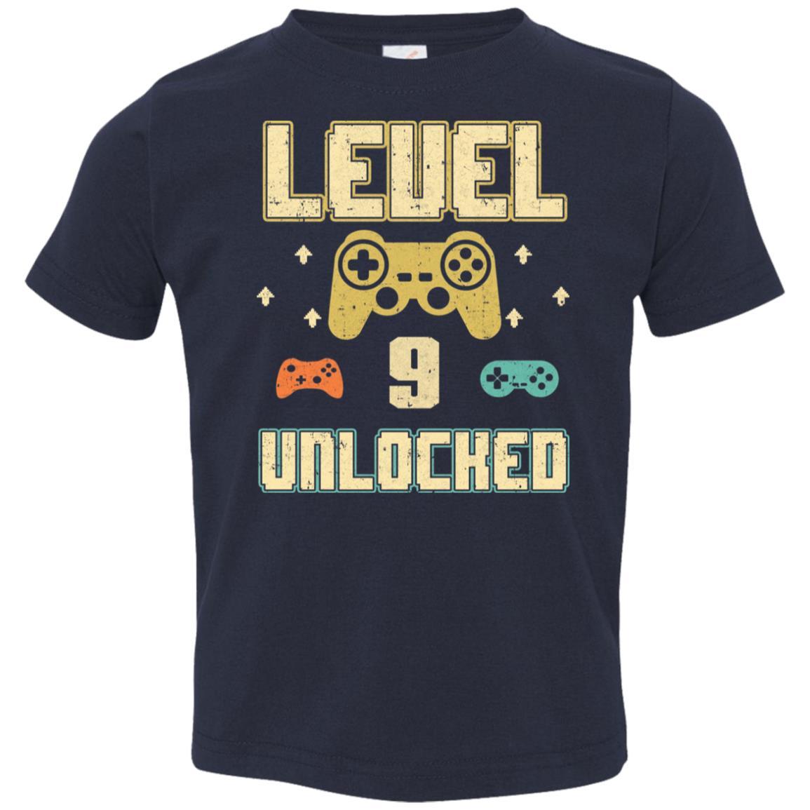 Level 9 Unlocked Video Gamer 9th Birthday Gift Youth-Youth Shirt-Toddler T-Shirt-Navy