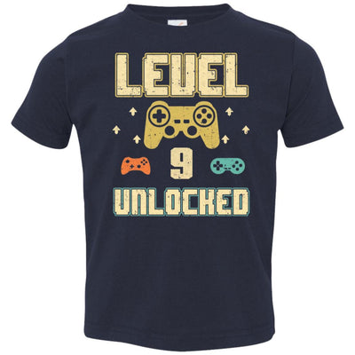 Level 9 Unlocked Video Gamer 9th Birthday Gift Youth-Youth Shirt-Toddler T-Shirt-Navy