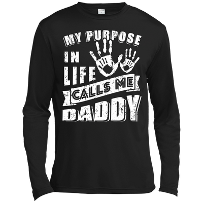 My Purpose In Life Calls Me Dad-T-Shirt & Hoodie-Long Sleeve T-Shirt-Black