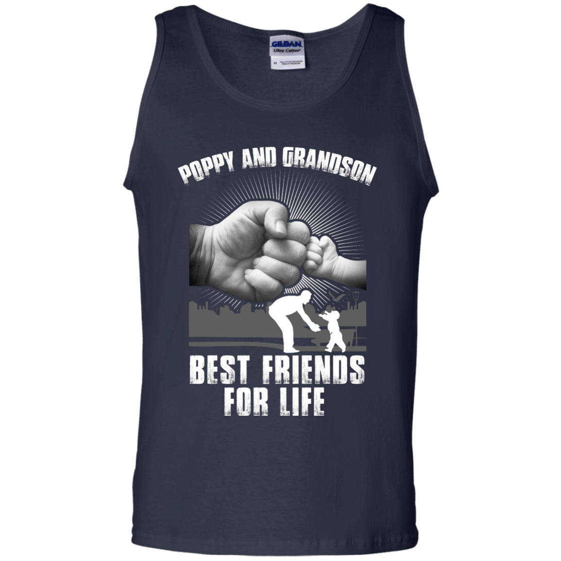 Poppy And Grandson Best Friends For Life-T-Shirt & Hoodie-Unisex Tank-Navy