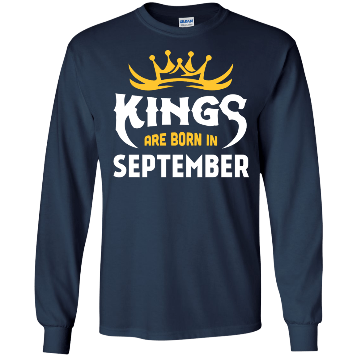 Kings Are Born In September-T-Shirt & Hoodie-Long Sleeve T-Shirt-Navy