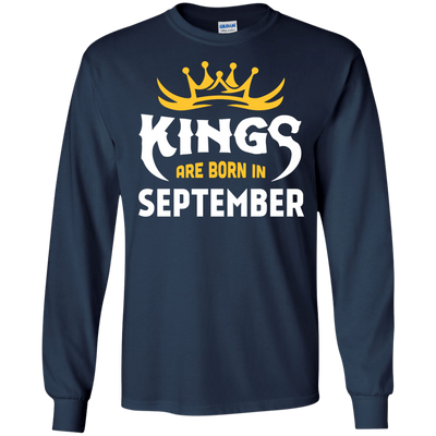 Kings Are Born In September-T-Shirt & Hoodie-Long Sleeve T-Shirt-Navy