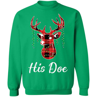 His Doe Couples Matching Christmas Pajamas Costume Gift-T-Shirt & Sweatshirt-Crewneck Sweatshirt-Irish Green