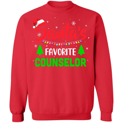 Santa's Favorite Counselor Funny Christmas Xmas Gifts-T-Shirt & Sweatshirt-Crewneck Sweatshirt-Red