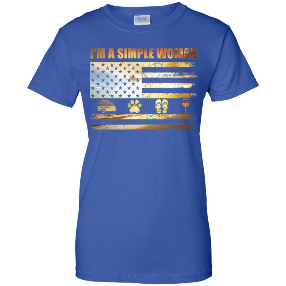 I'm A Simple Woman Love Camping Dog Flip Flop And Wine-T-Shirt & Tank Top-Women's T-Shirt-Royal