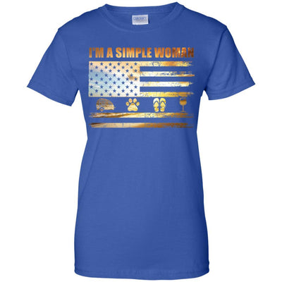 I'm A Simple Woman Love Camping Dog Flip Flop And Wine-T-Shirt & Tank Top-Women's T-Shirt-Royal