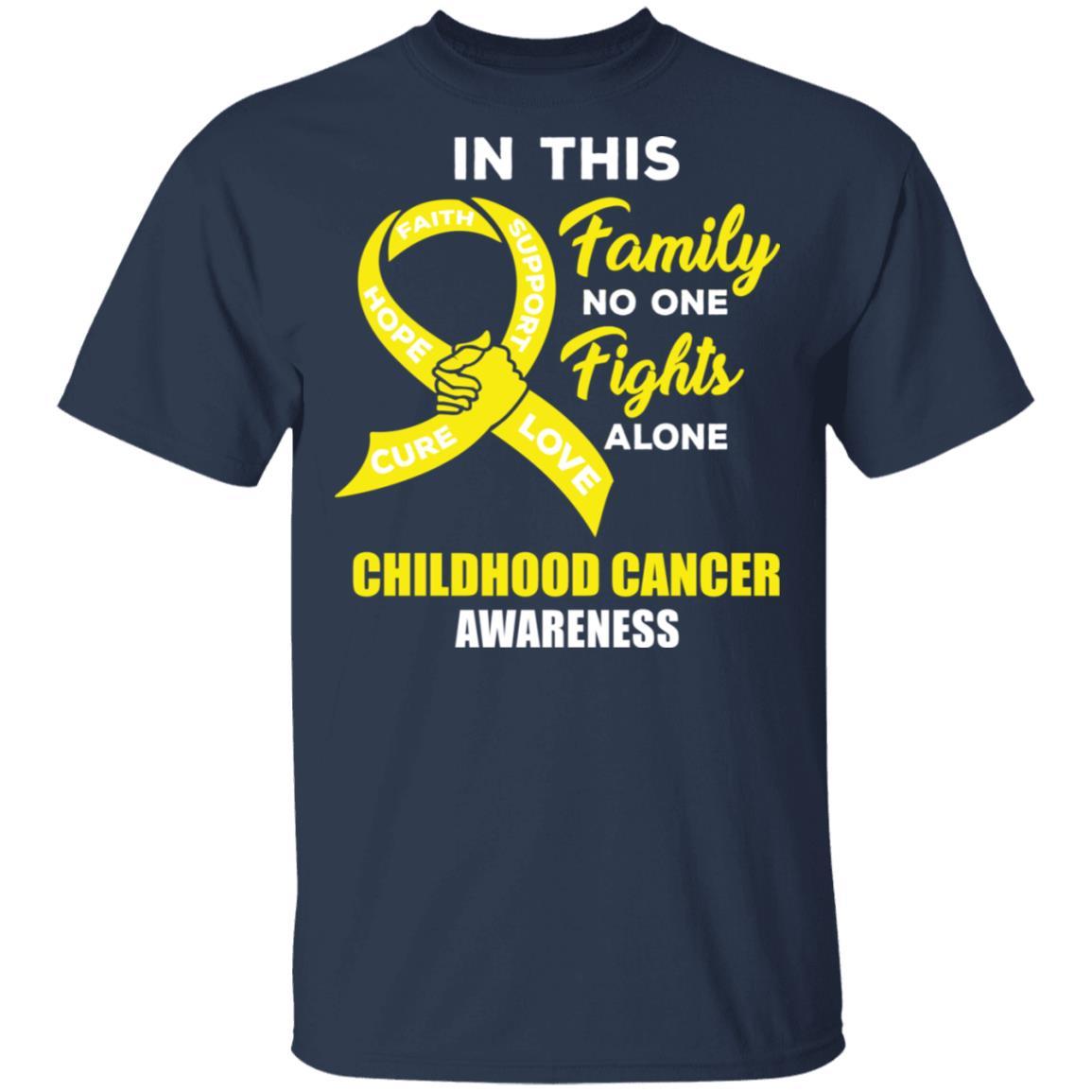 In This School No One Fights Childhood Cancer Alone-T-Shirt & Hoodie-Classic T-Shirt-Navy
