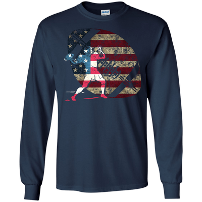 Quarterback Football America Flag-T-Shirt & Hoodie-Long Sleeve T-Shirt-Navy