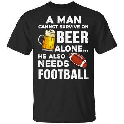 A Man Cannot Survive On Beer Alone He Also Needs Football-T-Shirt & Hoodie-Classic T-Shirt-Black