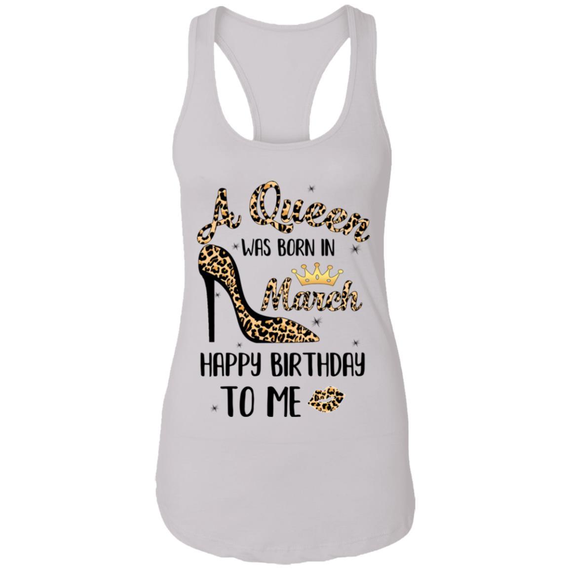 Born In March Girl Leopard High Heels Birthday Women Gift-T-Shirt & Tank Top-Women's Ideal Racerback Tank-White