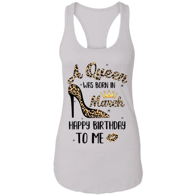 Born In March Girl Leopard High Heels Birthday Women Gift-T-Shirt & Tank Top-Women's Ideal Racerback Tank-White