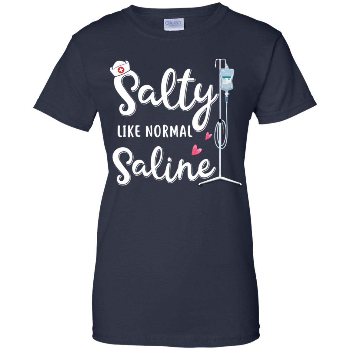 Salty Like Normal Saline Funny Nurse Gift-T-Shirt & Tank Top-Women's T-Shirt-Navy