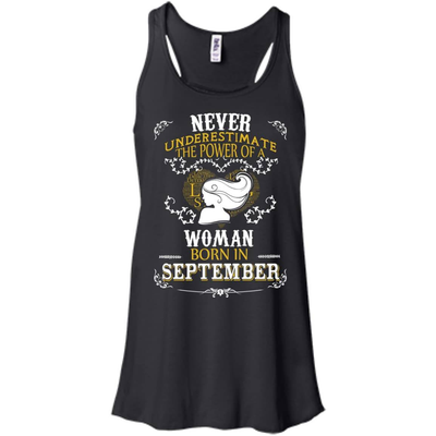 A Woman Born In SEPTEMBER-T-Shirt & Hoodie-Women's Flowy Racerback Tank-Black