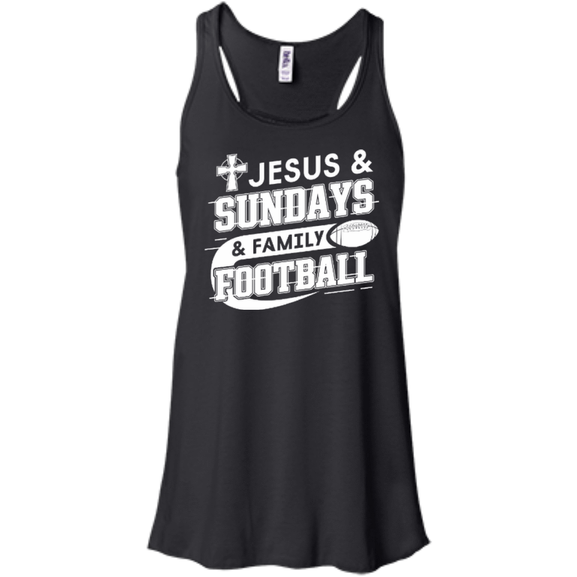 Jesus Sundays Family Football-T-Shirt & Hoodie-Women's Flowy Racerback Tank-Black