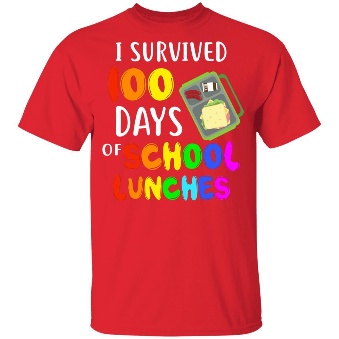 I Survived 100 Days School Lunches Kids Youth-Youth Shirt-Youth T-Shirt-Red